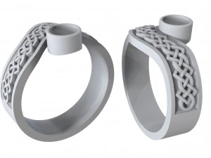 ring with stone and pattern 3D Print Model