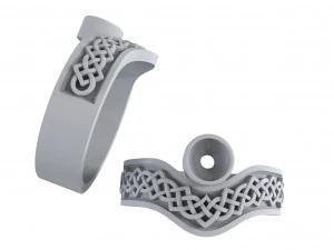 ring with stone and pattern 3D Print Model