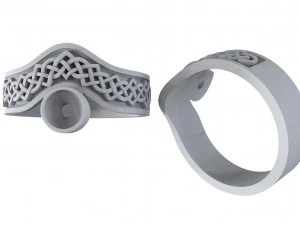 ring with stone and pattern 3D Print Model