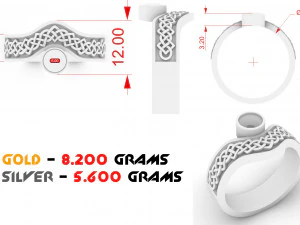 ring with stone and pattern 3D Print Model