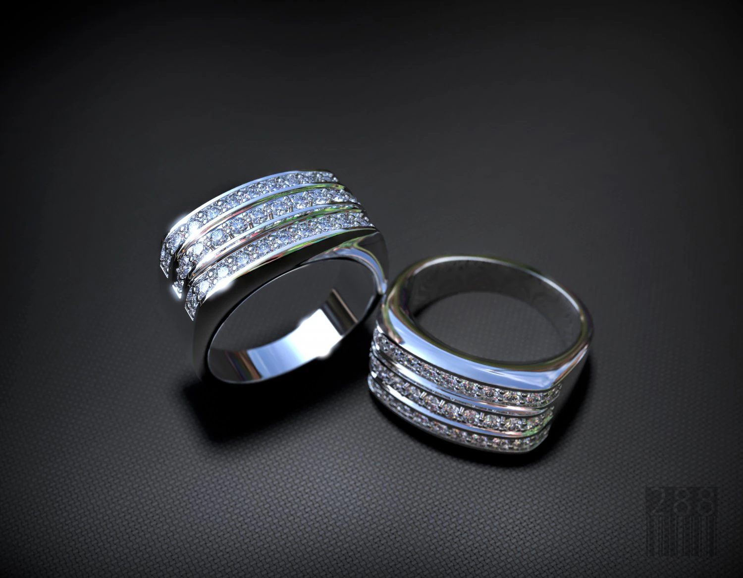 stylish men diamond ring 3D Print Model .c4d .max .obj .3ds .fbx .stl .blend 