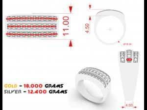 stylish men diamond ring 3D Print Model