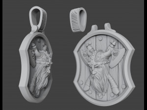 pendant warrior with axes 3D Baskı Modeli