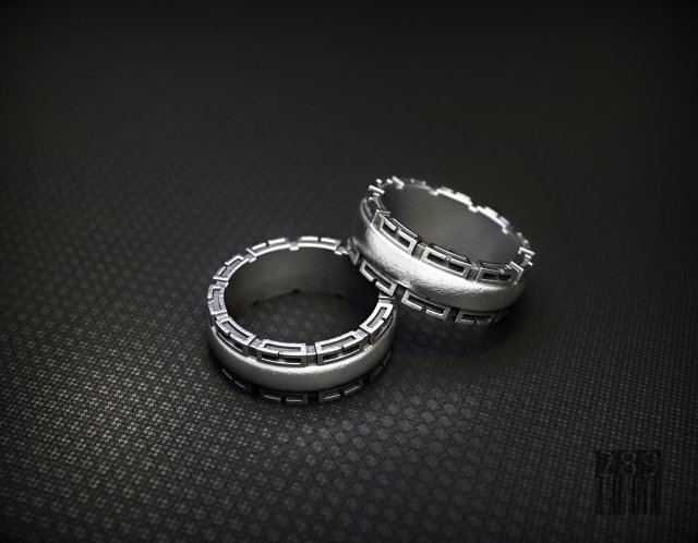 silver ring with patterns on the sides Modelo de Impressão 3D .c4d .max .obj .3ds .fbx .stl .blend 