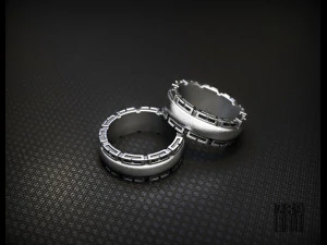 срібна каблучка з візерунками з боків 3D Принт Модель