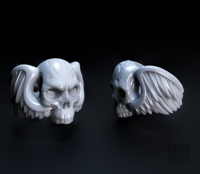 skull wings ring 3D 프린트 모델 .c4d .max .obj .3ds .fbx .stl .blend 