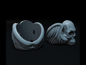 skull wings ring 3D 프린트 모델