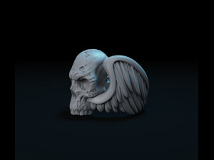 skull wings ring 3D 프린트 모델
