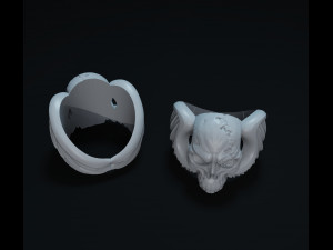 skull wings ring 3D 프린트 모델