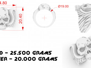 skull wings ring 3D 프린트 모델