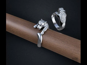 кольцо гепард с бриллиантами 3D Принт Модель