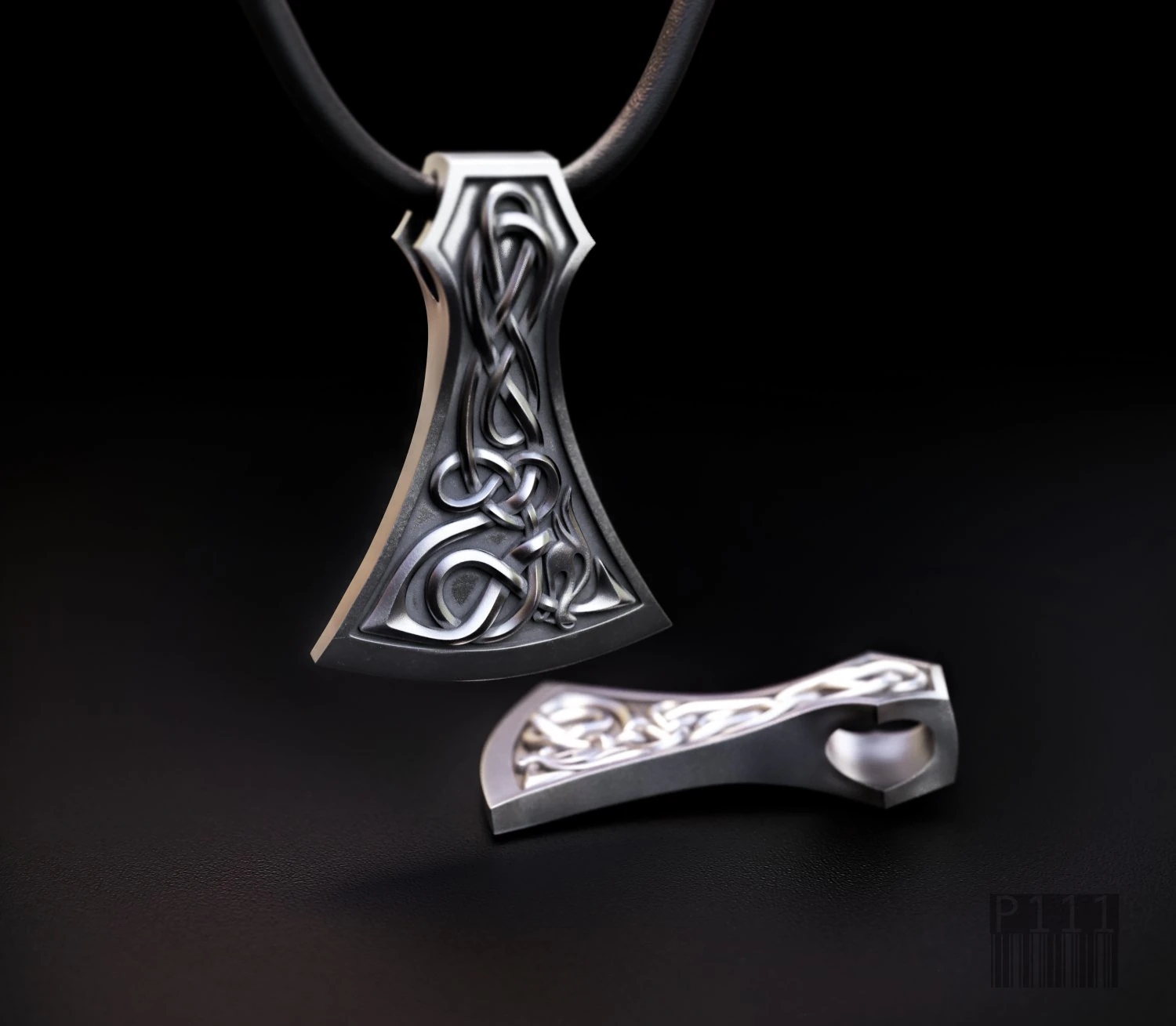 viking axe pendant with patterns 3D Print Model .c4d .max .obj .3ds .fbx .stl .blend