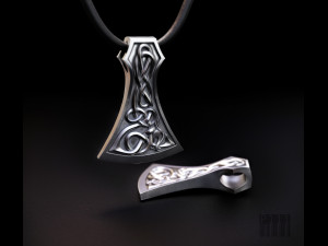 viking axe pendant with patterns 3D Print Model