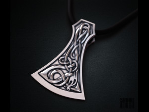 viking axe pendant with patterns 3D Print Model