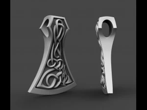 viking axe pendant with patterns 3D Print Model