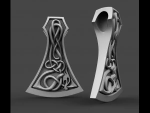 viking axe pendant with patterns 3D Print Model