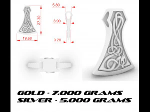 viking axe pendant with patterns 3D Print Model