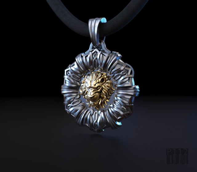 lion pendant with patterns 3D 打印模型 .c4d .max .obj .3ds .fbx .stl .blend