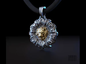 pendentif lion avec motifs Modèles 3D en vedette