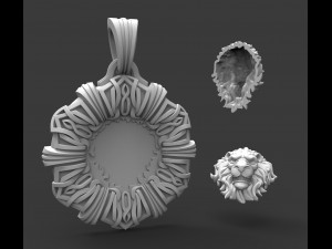 lion pendant with patterns 3D 打印模型