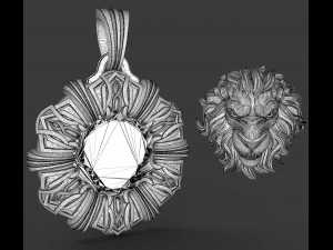 lion pendant with patterns 3D Print Model