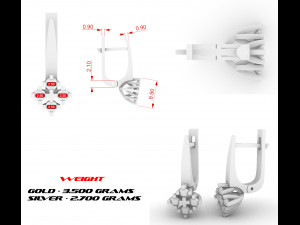 diamond earrings Model Cetak 3D