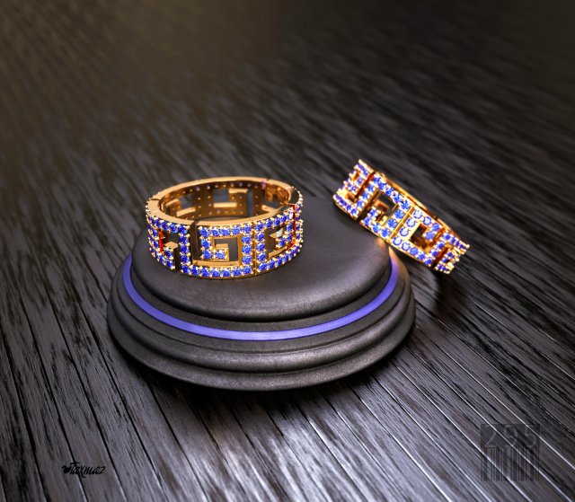 womens ring with stones and patterns 3D-printmodel .c4d .max .obj .3ds .fbx .stl .blend 