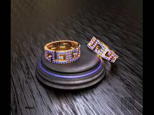 womens ring with stones and patterns Modèles 3D en vedette