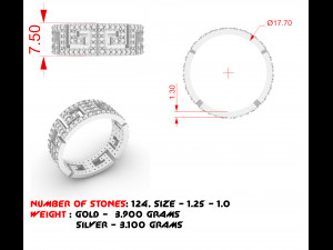 womens ring with stones and patterns 3D-printmodel
