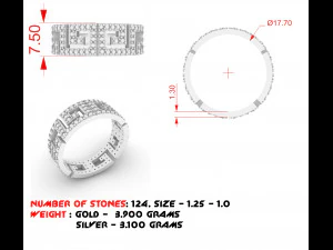 womens ring with stones and patterns 3D Print Model