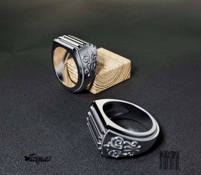 men silver ring with a pattern 3D Baskı Modeli .c4d .max .obj .3ds .fbx .stl .blend 