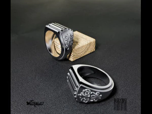 men silver ring with a pattern 3D Print Model