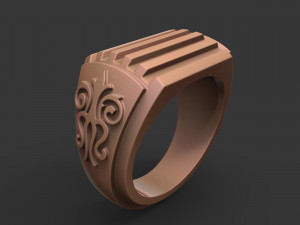 men silver ring with a pattern 3D Baskı Modeli