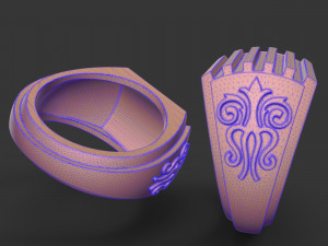 men silver ring with a pattern 3D Baskı Modeli