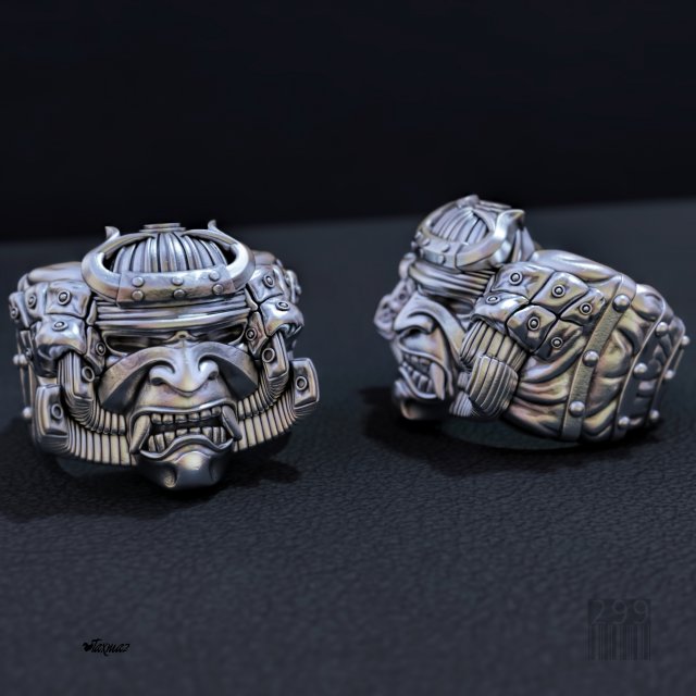 silver samurai ring 3D प्रिंट मॉडल .c4d .max .obj .3ds .fbx .stl .blend 