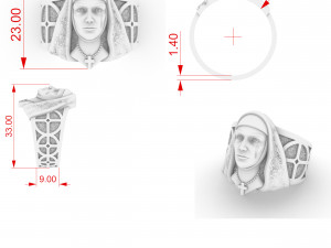 of a ring nun 3Dプリントモデル