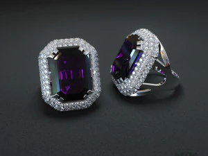 women ring with big stone 3D Print Model