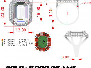 women ring with big stone Model do druku 3D