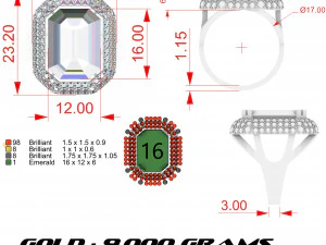 women ring with big stone 3D Print Model
