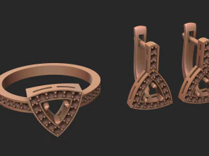 set ring and earrings with gemstones 3D Print Model