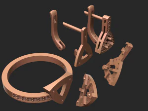 set ring and earrings with gemstones 3D Print Model