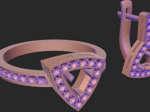 set ring and earrings with gemstones 3D Print Model