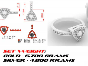 set ring and earrings with gemstones 3D Print Model