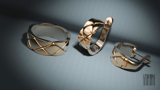 set earrings and ring with cubes Modelo de Impressão 3D .c4d .max .obj .3ds .fbx .stl .blend 