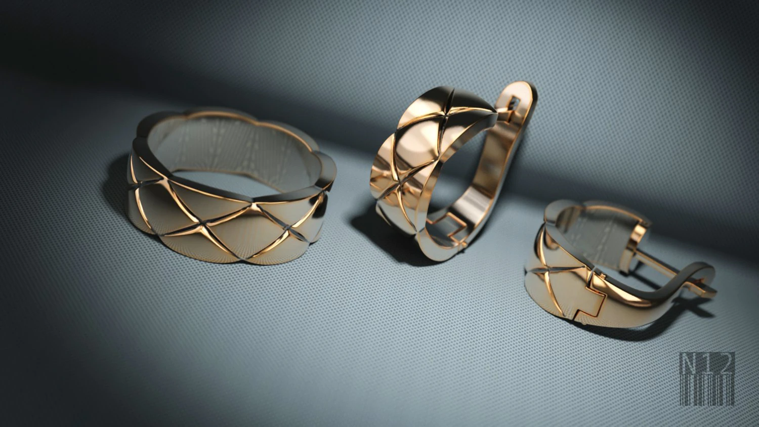 set earrings and ring with cubes 3D Print Model .c4d .max .obj .3ds .fbx .stl .blend 