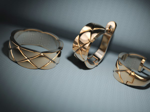 set earrings and ring with cubes 3D Print Model