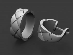 set earrings and ring with cubes Modelo de Impressão 3D