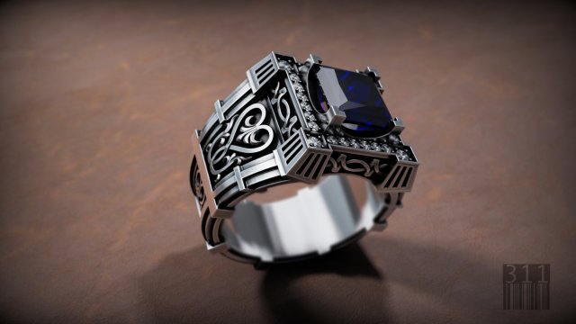 men ring with stones and patterns for 3d printing Modelo de impresión 3D .c4d .max .obj .3ds .fbx .stl .blend 