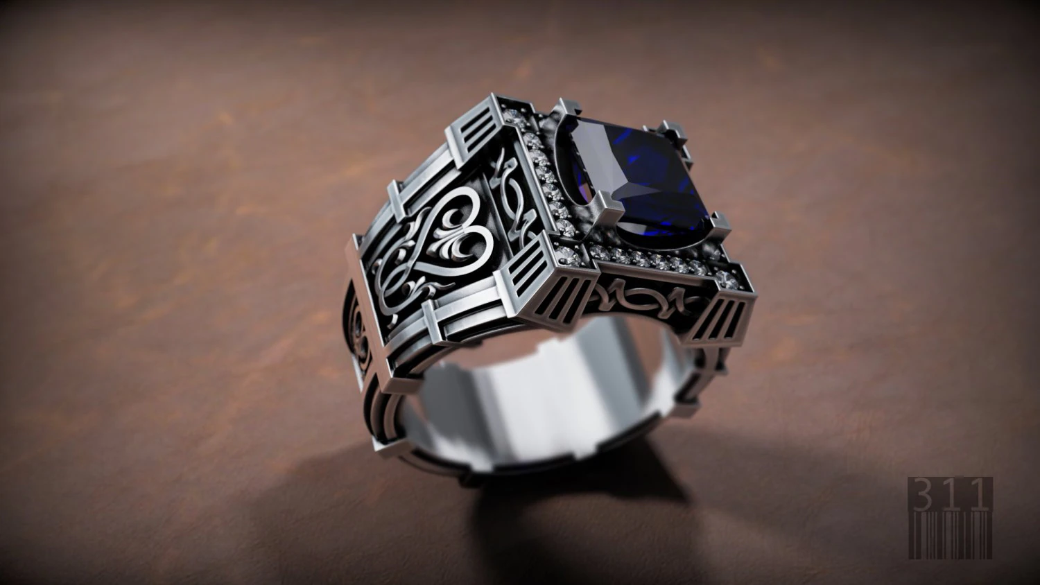 men ring with stones and patterns for 3d printing 3D Print Model .c4d .max .obj .3ds .fbx .stl .blend 