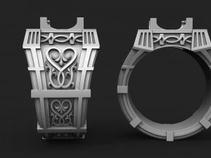 men ring with stones and patterns for 3d printing 3D Print Model